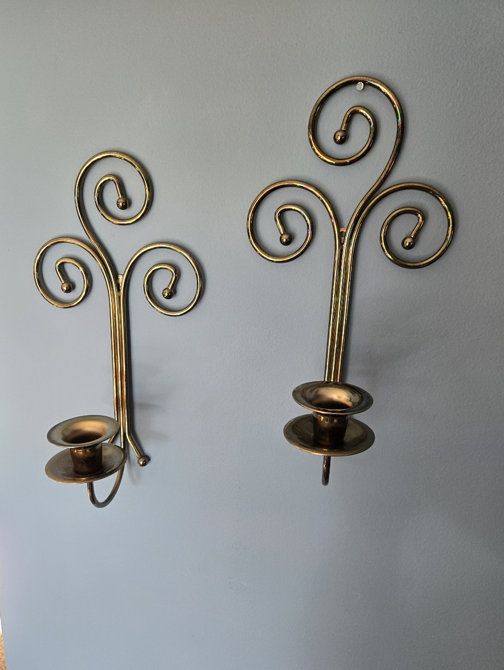 Vintage Home Interiors & Gifts Brass Scroll Wall Sconces - Set of 2 - Picture 6 of 11
